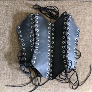 Black Leather Corset - SMALL